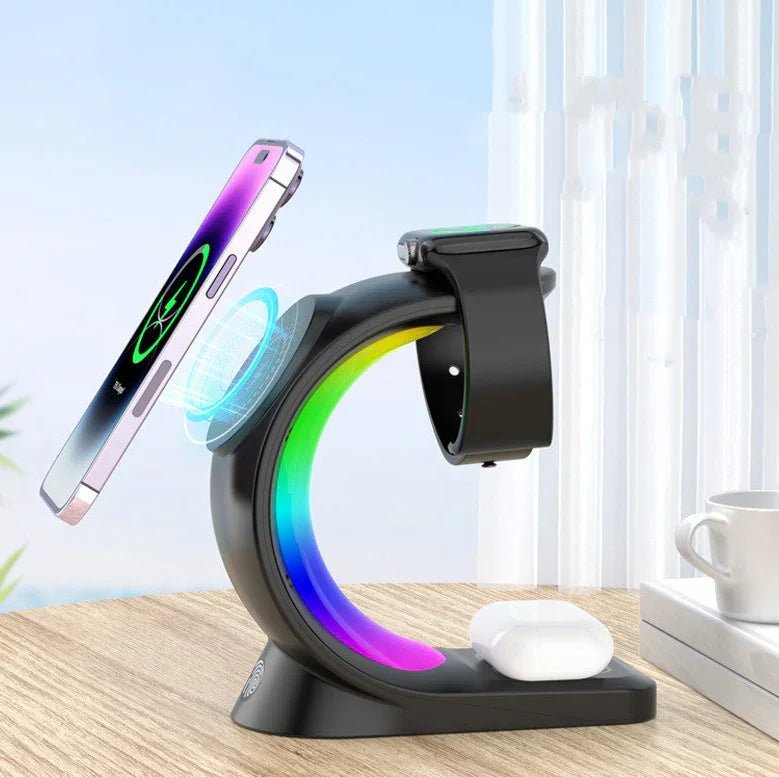 4-in-1 Magnetic Wireless Charging Station with RGB Light - CrazyCosmos