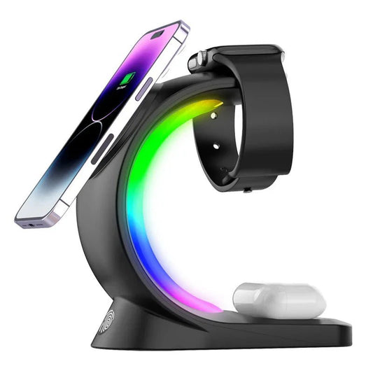 4-in-1 Magnetic Wireless Charging Station with RGB Light - CrazyCosmos