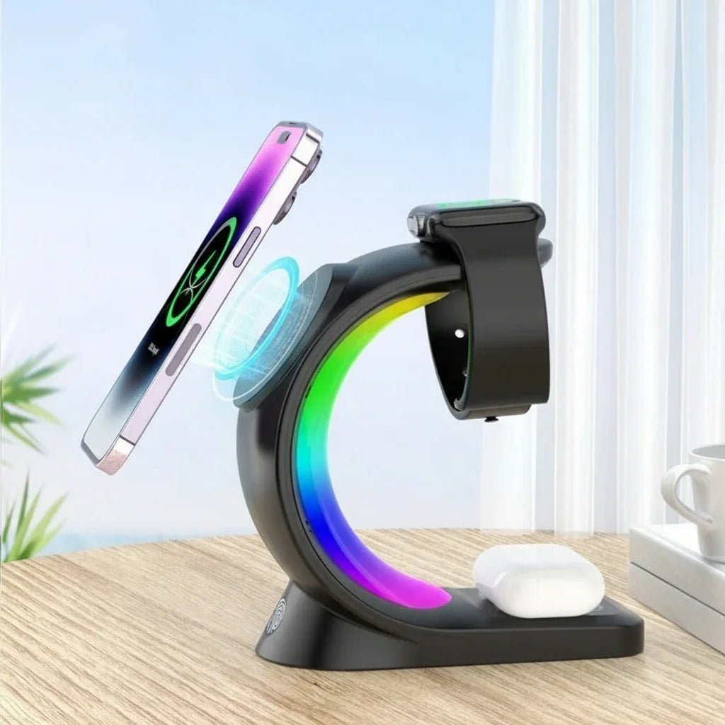 4-in-1 Magnetic Wireless Charging Station with RGB Light - CrazyCosmos