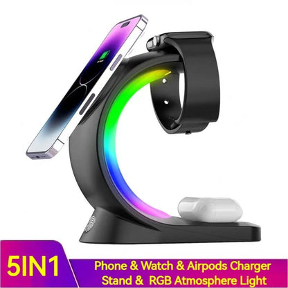 4-in-1 Magnetic Wireless Charging Station with RGB Light - CrazyCosmos