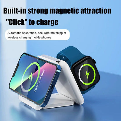 ⚡ Folding 3-in-1 Magnetic Suction Wireless Charger – Fast, Smart & Portable - CrazyCosmos